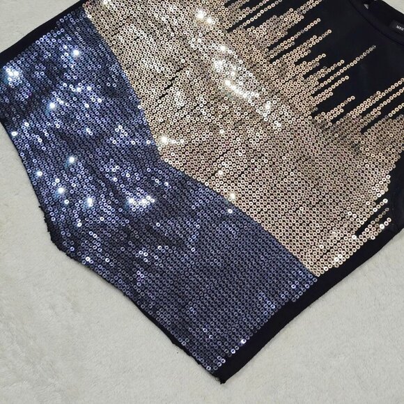 MXG Black Silver Sequined Sleeveless Keyhole Top | XS | Sparkle Glam EUC - Picture 10 of 12